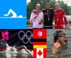 Ανδρικά μαραθώνιο 10 χιλιόμετρο κολύμβηση πόντιουμ, Oussama Mellouli (Τυνησία), Thomas Lurz (Γερμανία) και Richard Weinberger (Καναδάς), London 2012